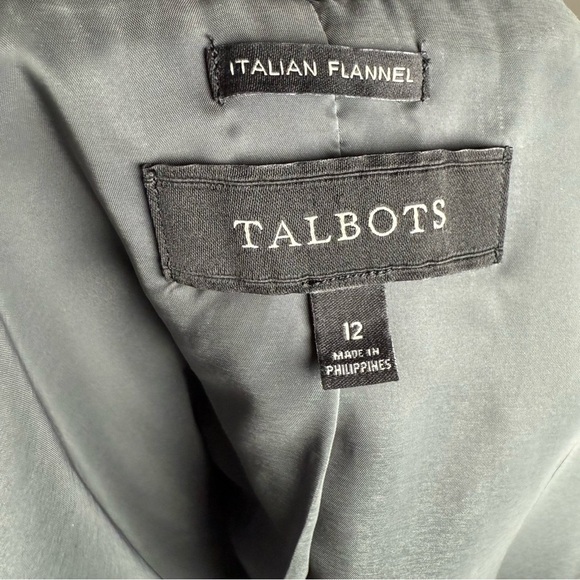 Masculine Women’s Wool Blazer Grey Corpcore Italian Flannel Talbots Size 12 - Picture 5 of 6